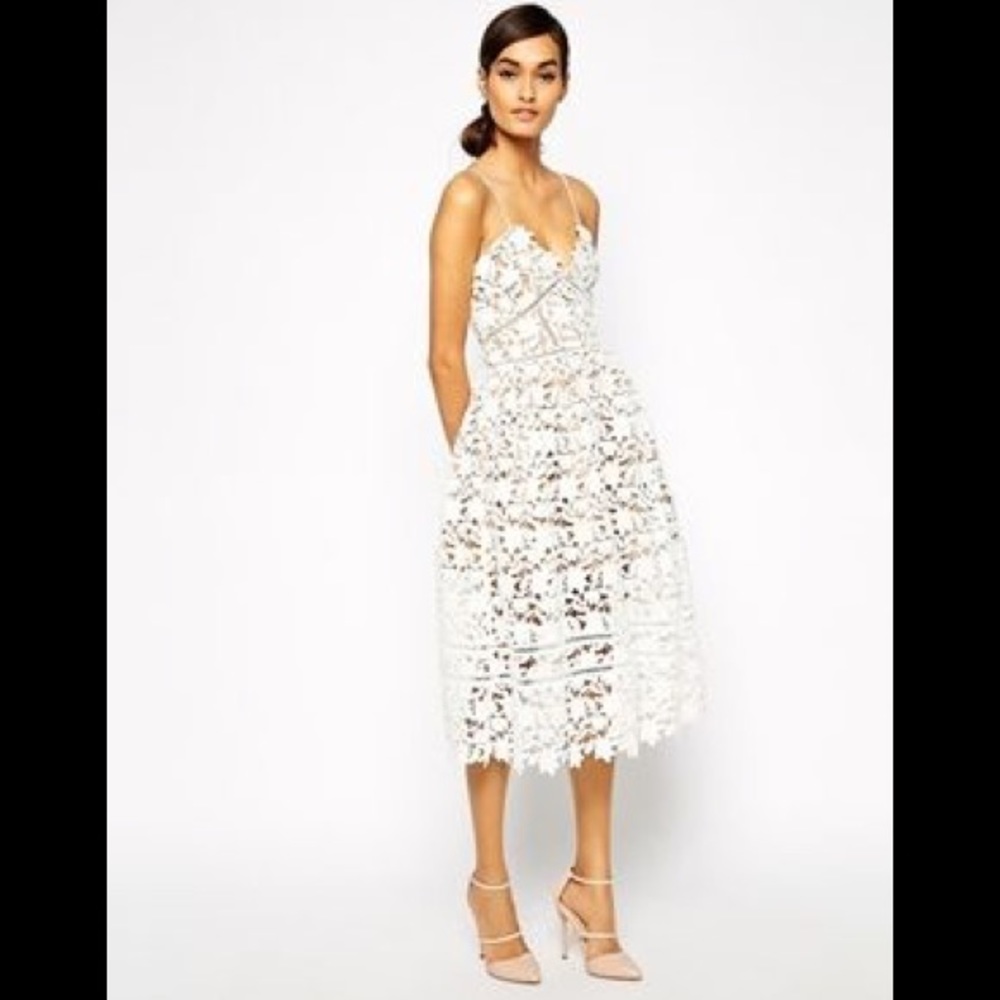Self Portrait Azalea Lace Dress in White (Sz 0/2)